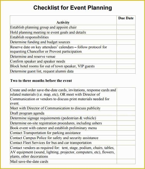 Free Event Planning Templates Of 11 Sample Event Planning Checklists 