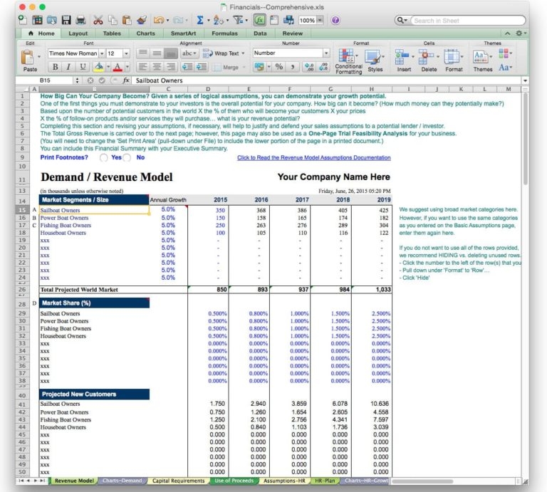 Free Financial Business Plan Template Excelxo