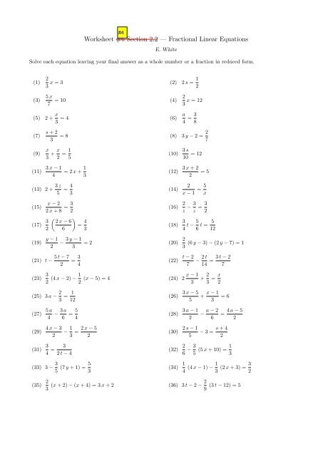 Free Fractional Equations Worksheet Download Free Fractional Equations