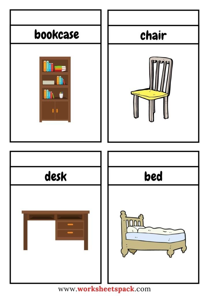 Free Furniture Flashcards PDF Printable And Online Worksheets Pack 