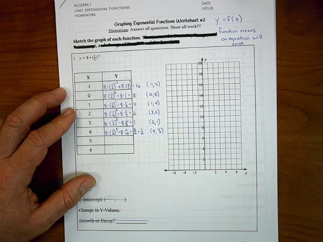 graphing exponential equations worksheet