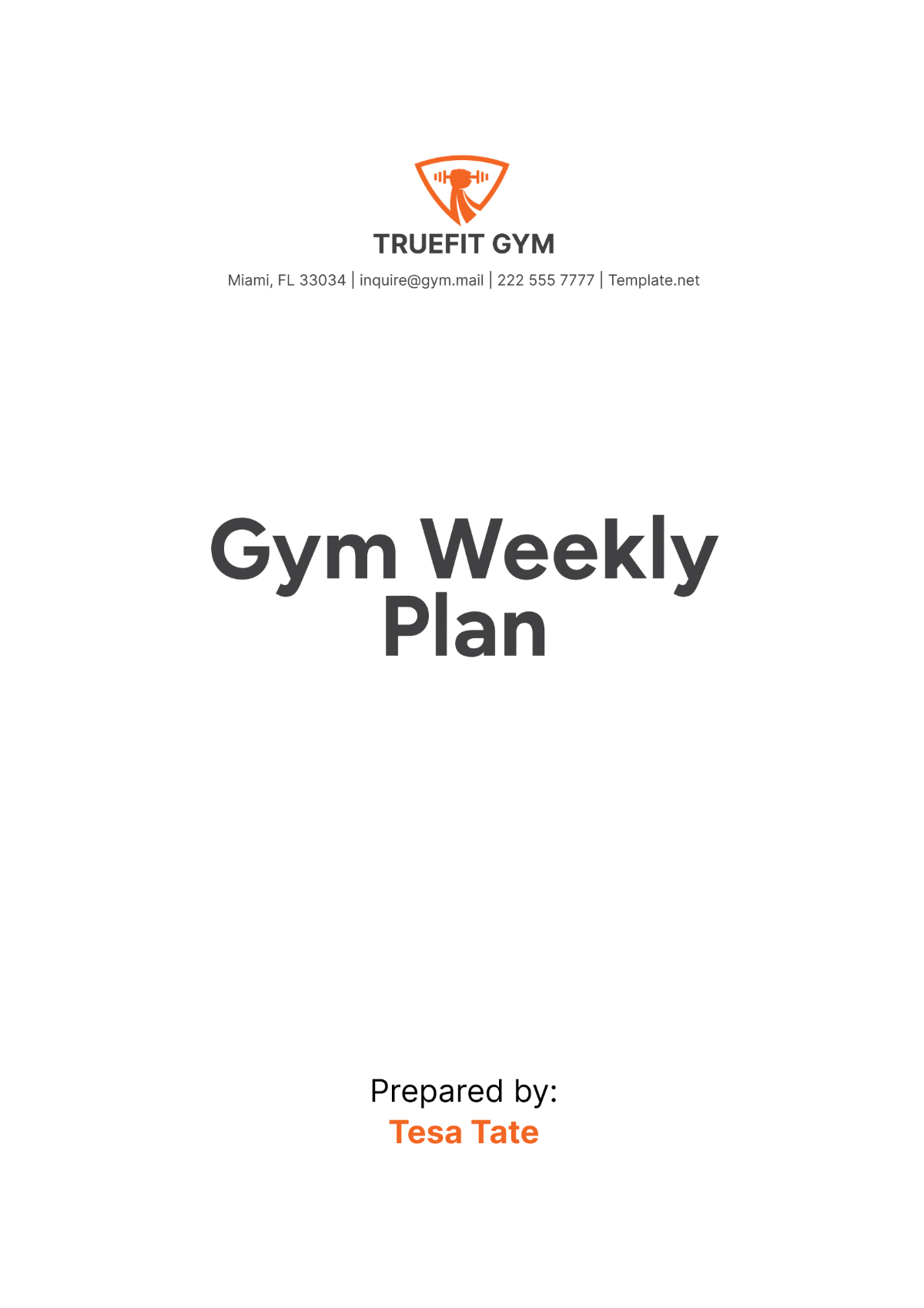 Free Gym Weekly Plan Template To Edit Online