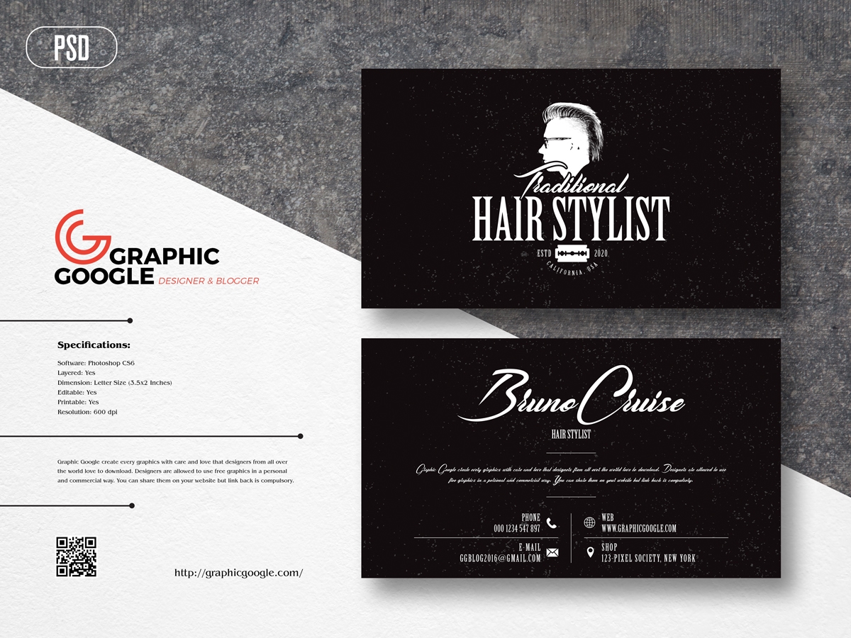 Free Hair Stylist Business Card Design Template Graphic Google 