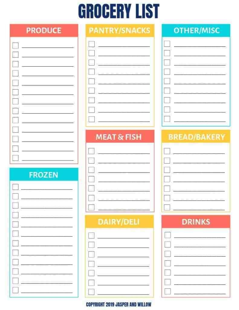 Free Meal Planning Template With Grocery List Meal Planning Template
