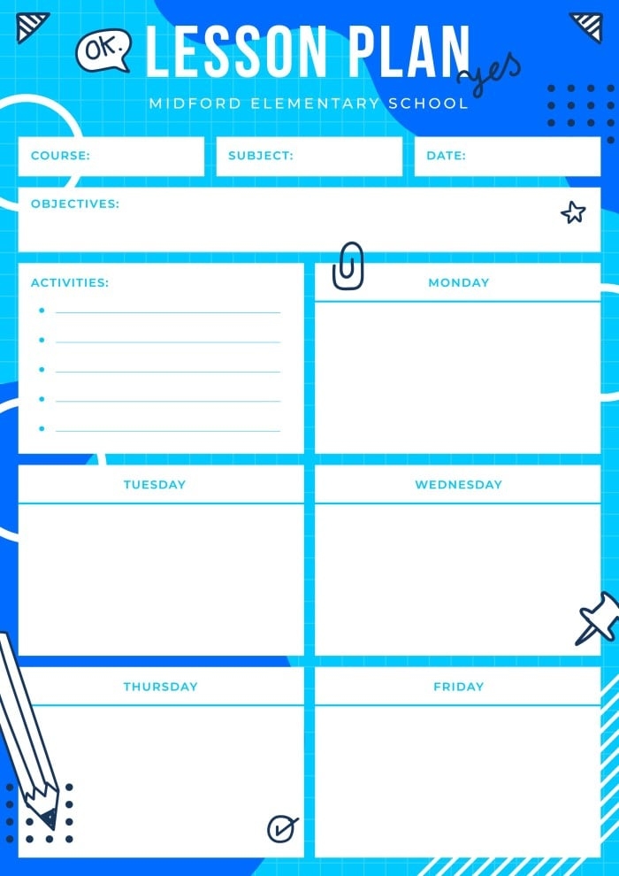 Free Memphis Doodle Elementary Education Lesson Plan Template