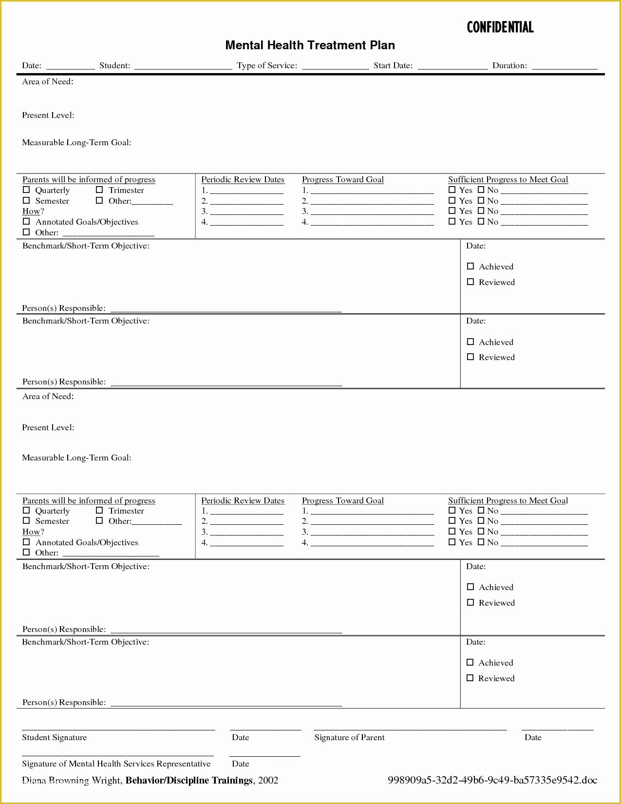 Free Mental Health Treatment Plan Template Of Mental Health Treatment