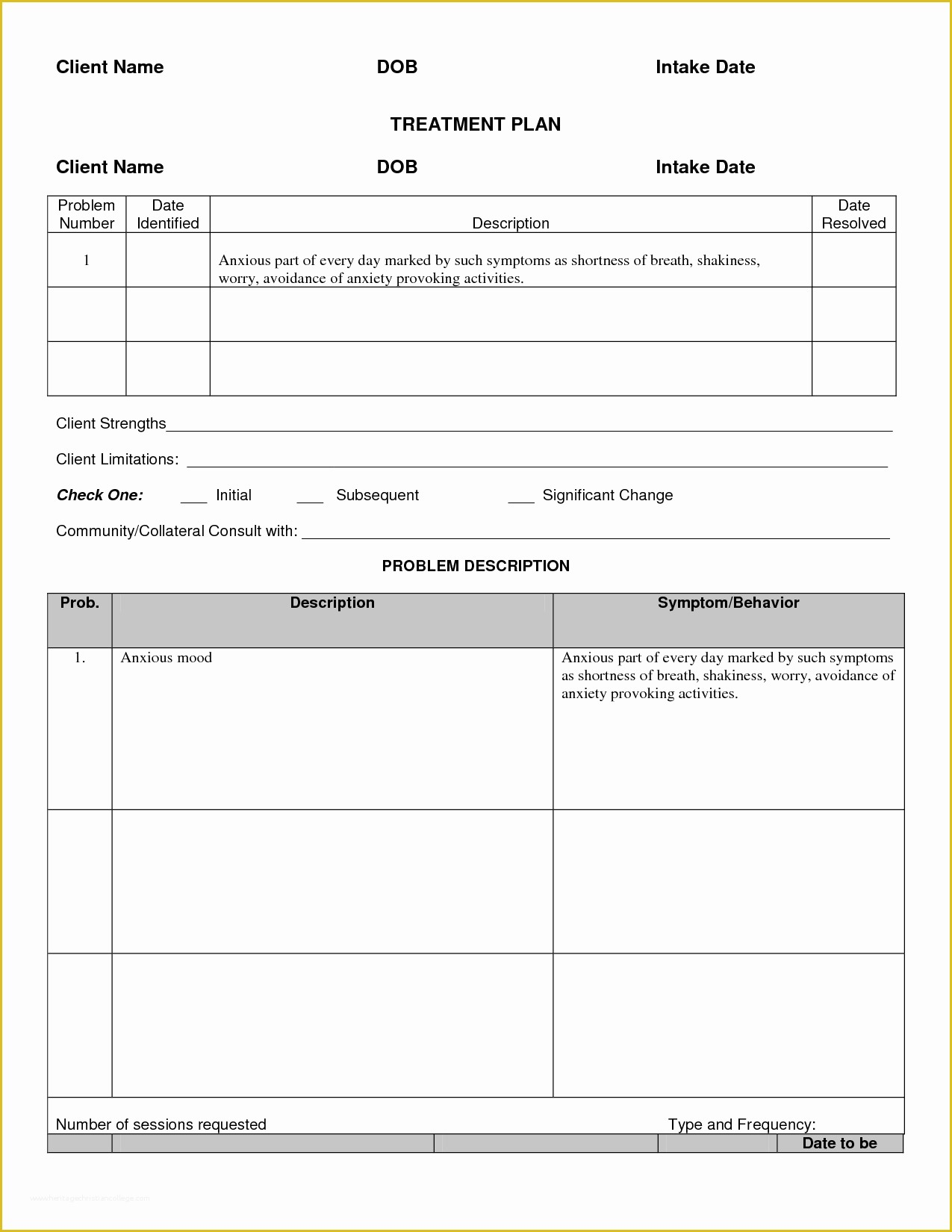 Free Mental Health Treatment Plan Template Of Singular Free Mental 
