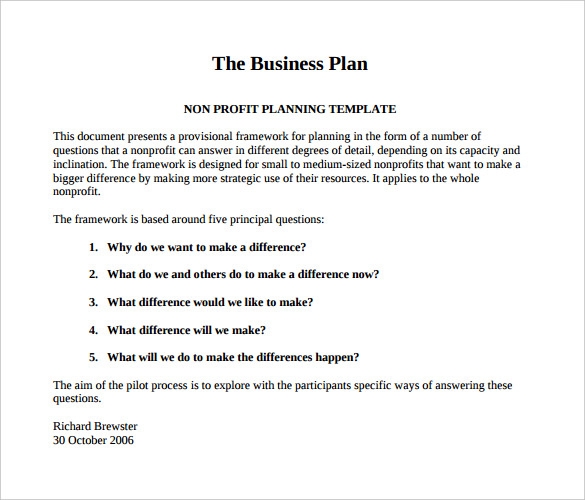 Free Nonprofit Business Plan Template How To Write A Business Plan