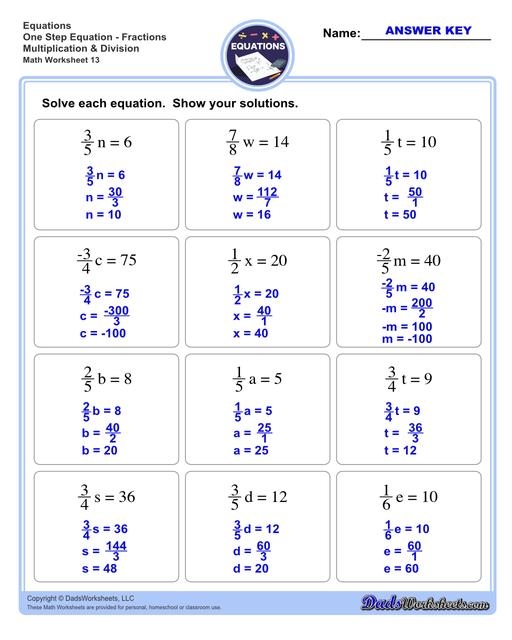 Free One Step Algebra Equations Worksheet Download Free One Step 