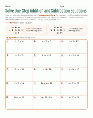 Free One Step Equation Worksheet Generator Download Free One Step 