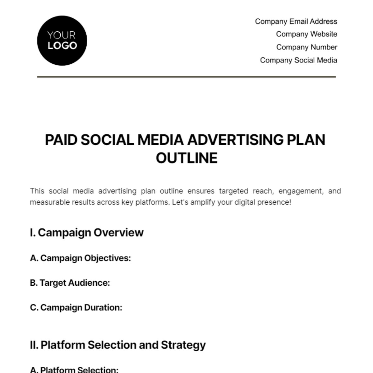social media advertising plan template