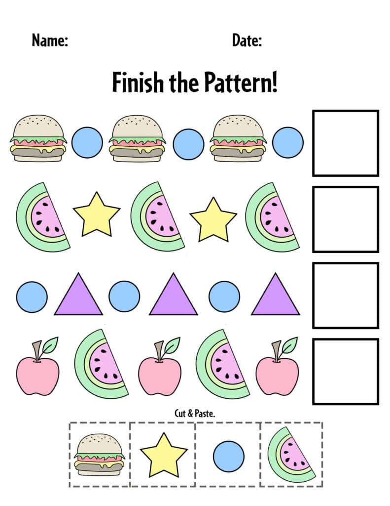 Free Pattern Worksheet For Kindergarten Printable Download Free 