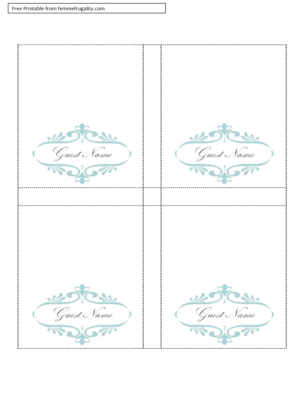 free printable place cards template