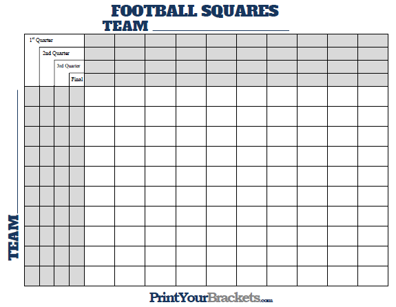 Free Printable 100 Square Football Board Printable Templates