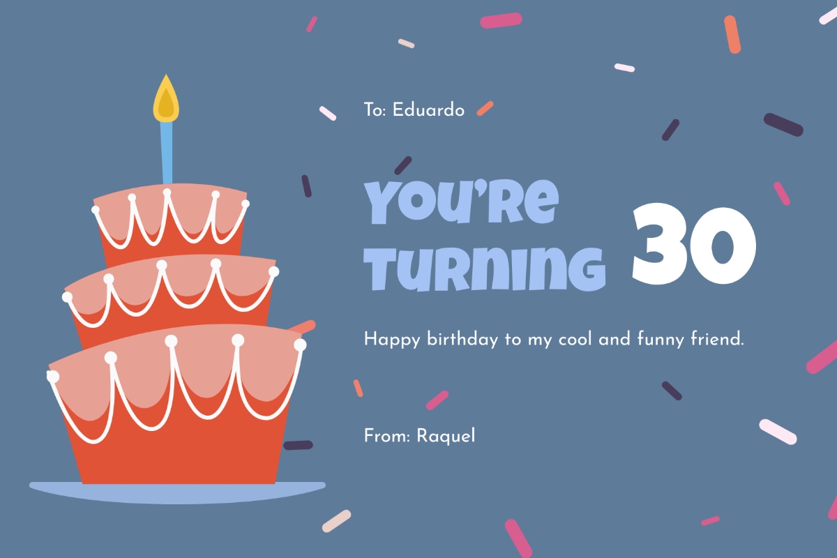 Free Printable 30th Birthday Card Template