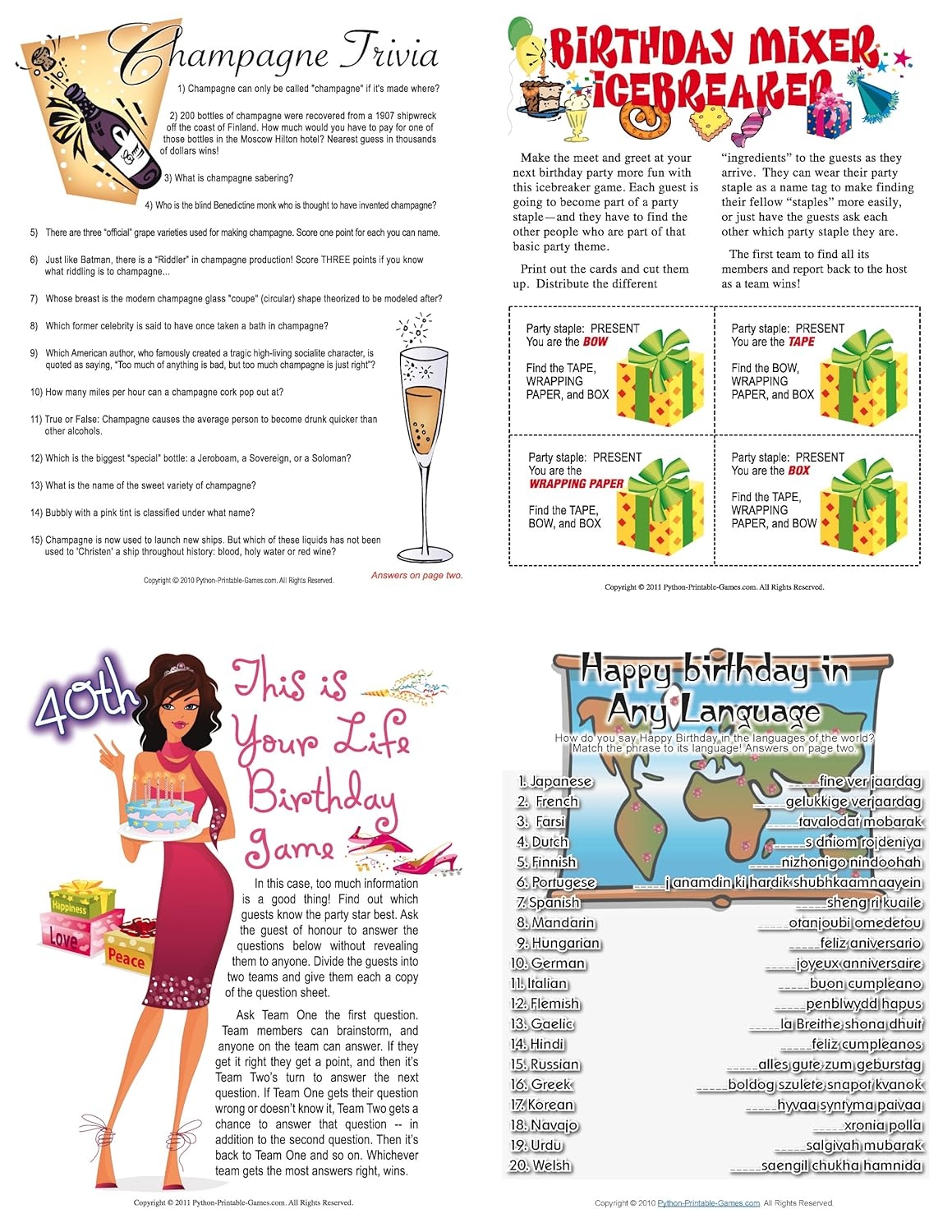 Free Printable 50th Birthday Party Games Images go banana