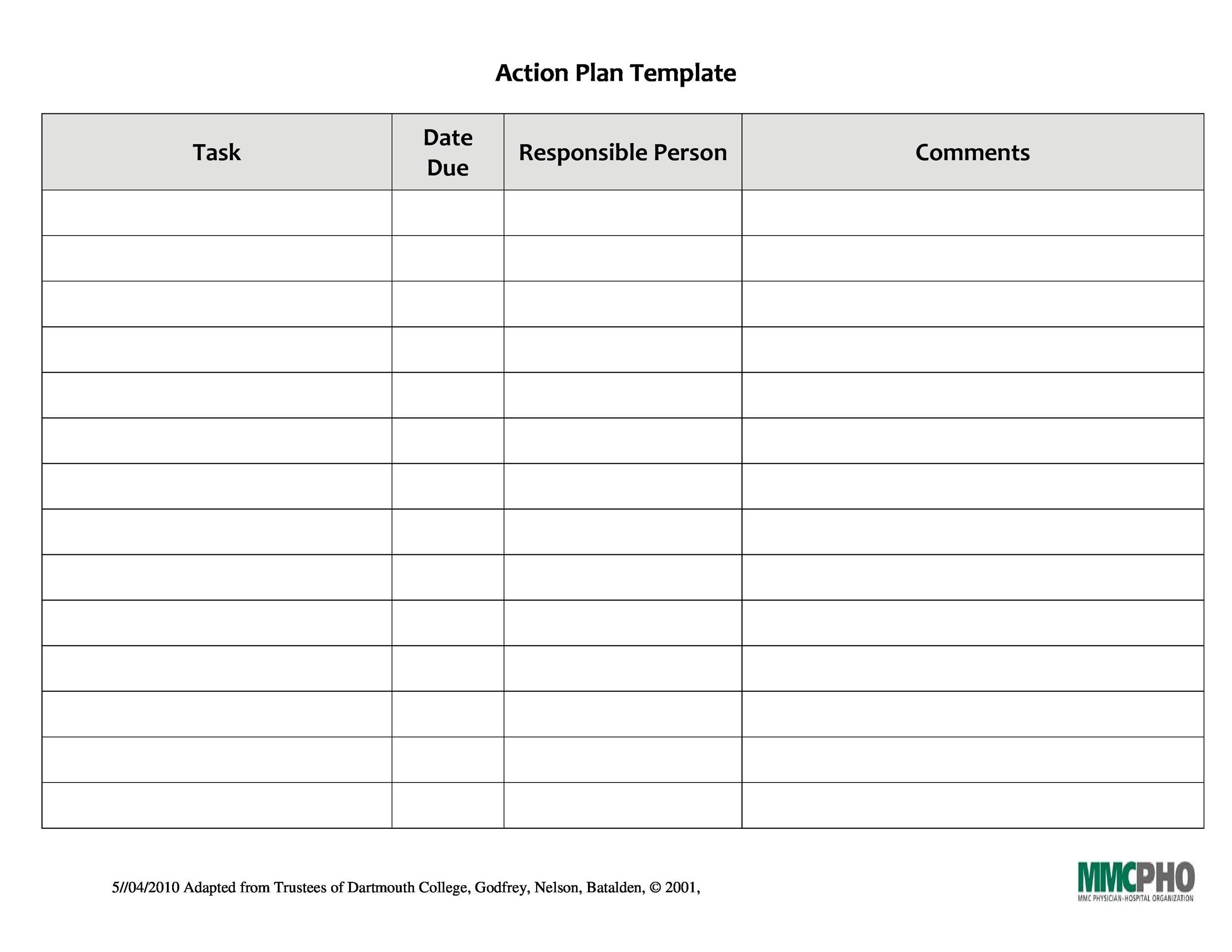 action plan template free