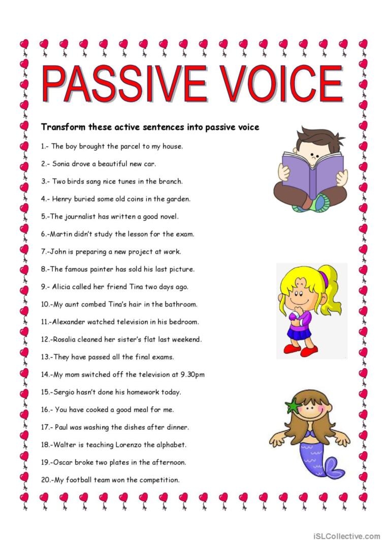 Free Printable Active And Passive Voice Worksheet 41 OFF