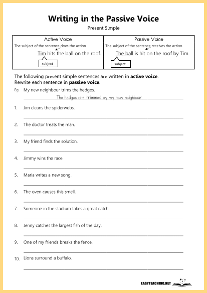Free Printable Active And Passive Voice Worksheet 41 OFF
