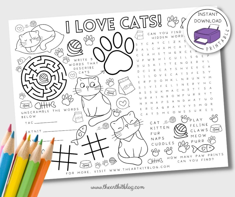FREE Printable Activity Placemat For Kids Rainbows The Art Kit
