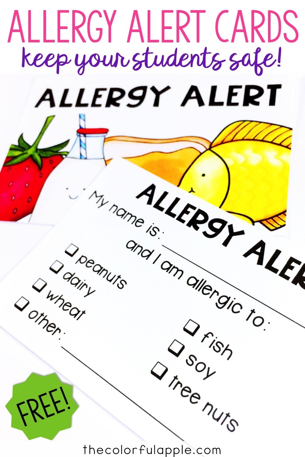 free printable allergy card template