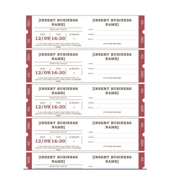 printable appointment card template