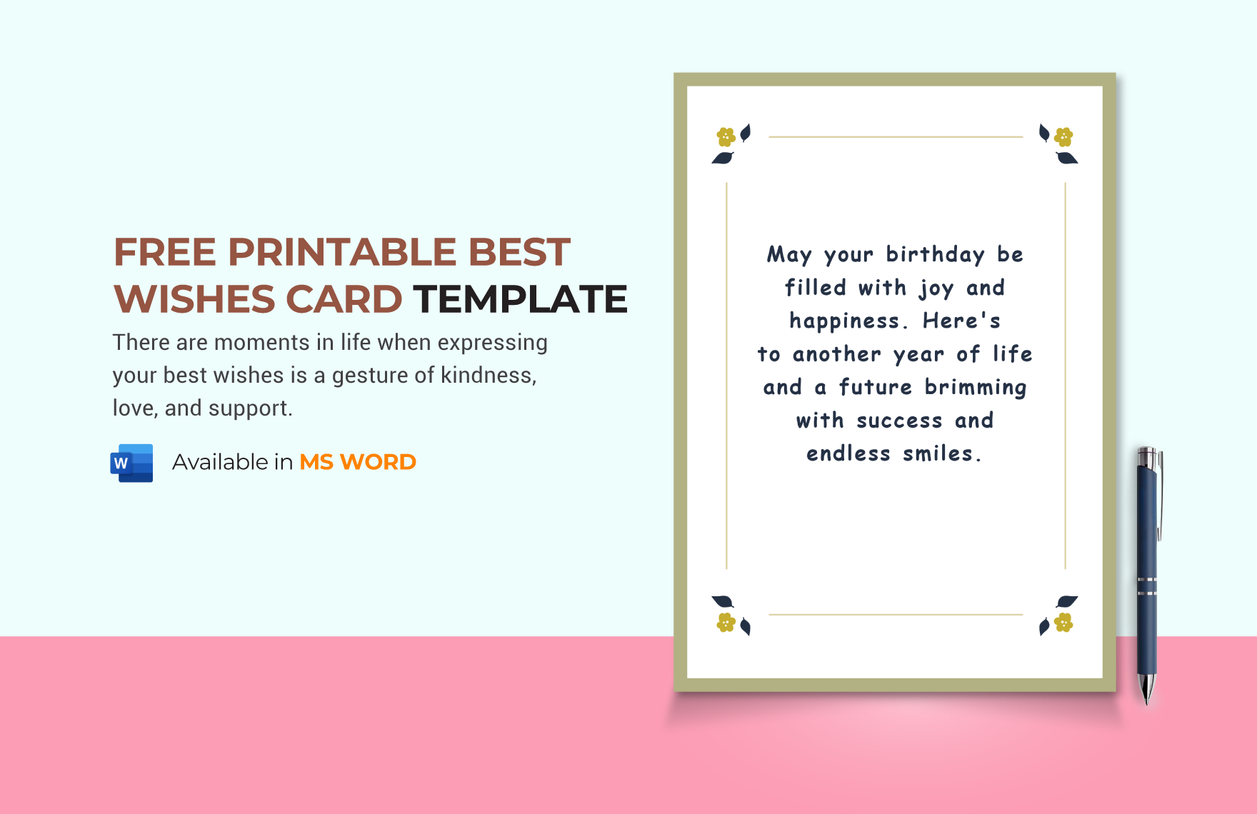 Free Printable Best Wishes Card Template Download In Word Template