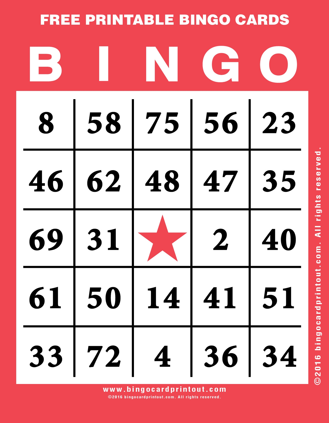 printable bingo card template