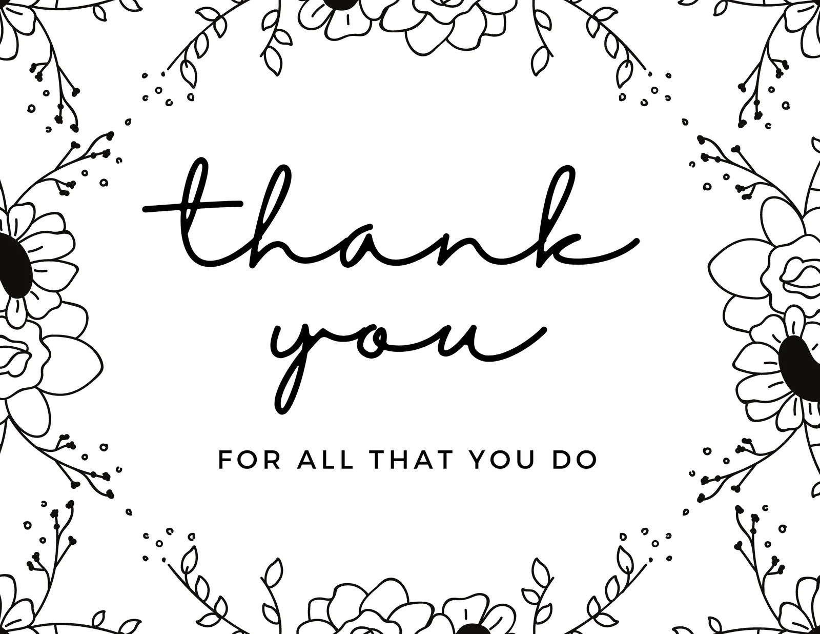 Free Printable Black And White Thank You Cards