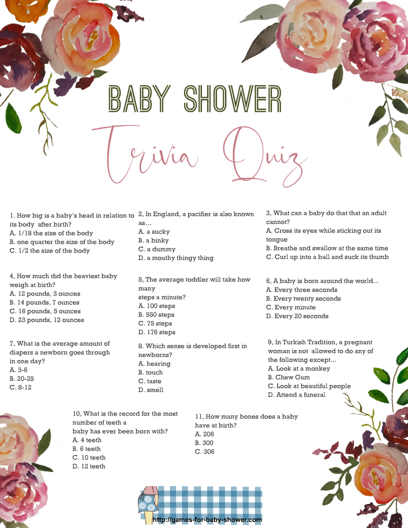 free printable floral baby shower games