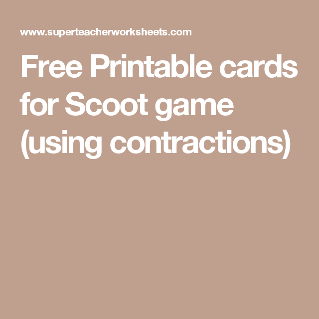 Free Printable Cards For Scoot Game using Contractions Free