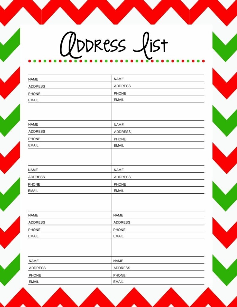 Free Printable Christmas Card List Template Fillable Form 2024