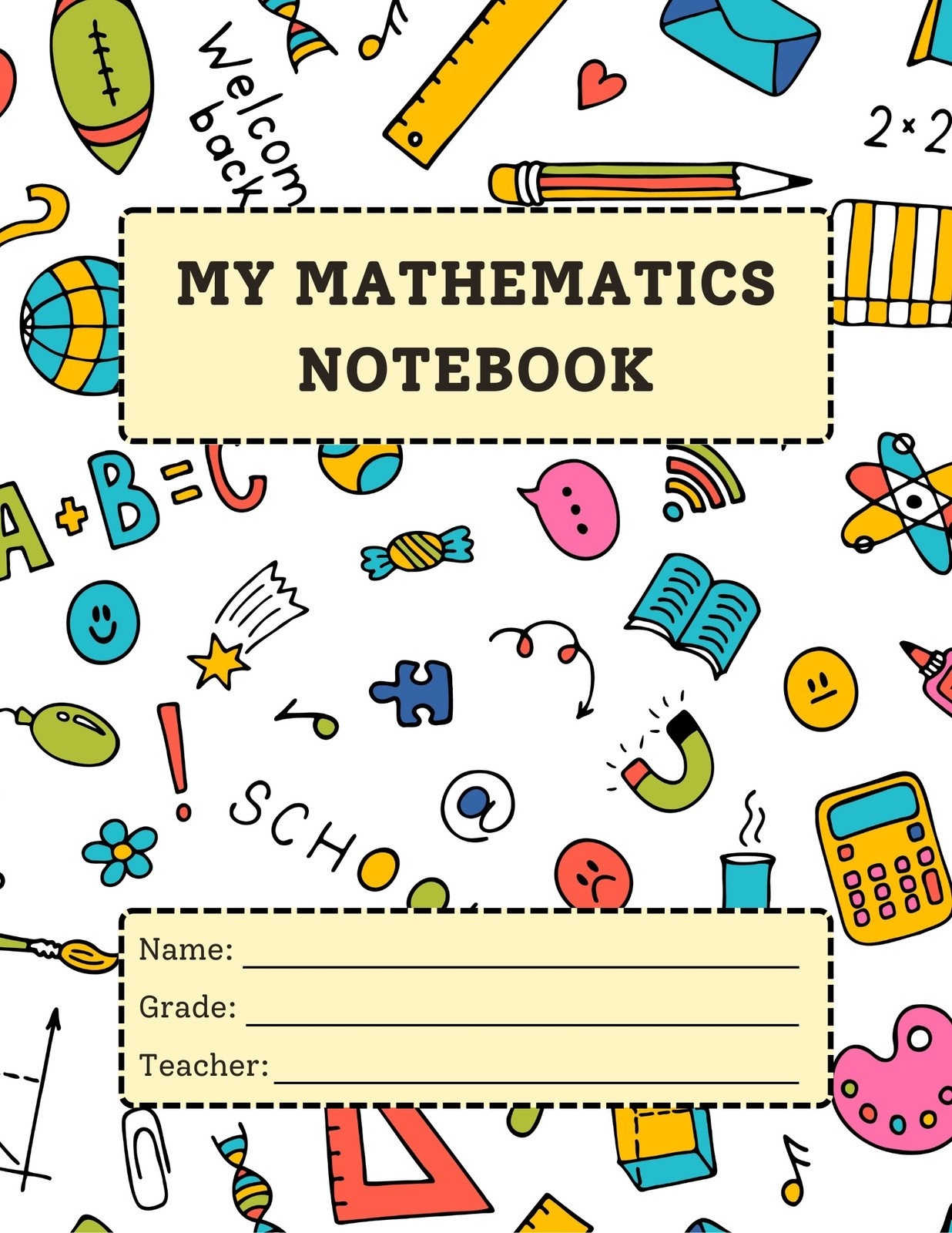 Free Printable Custom Math Notebook Cover Templates Canva 42 OFF
