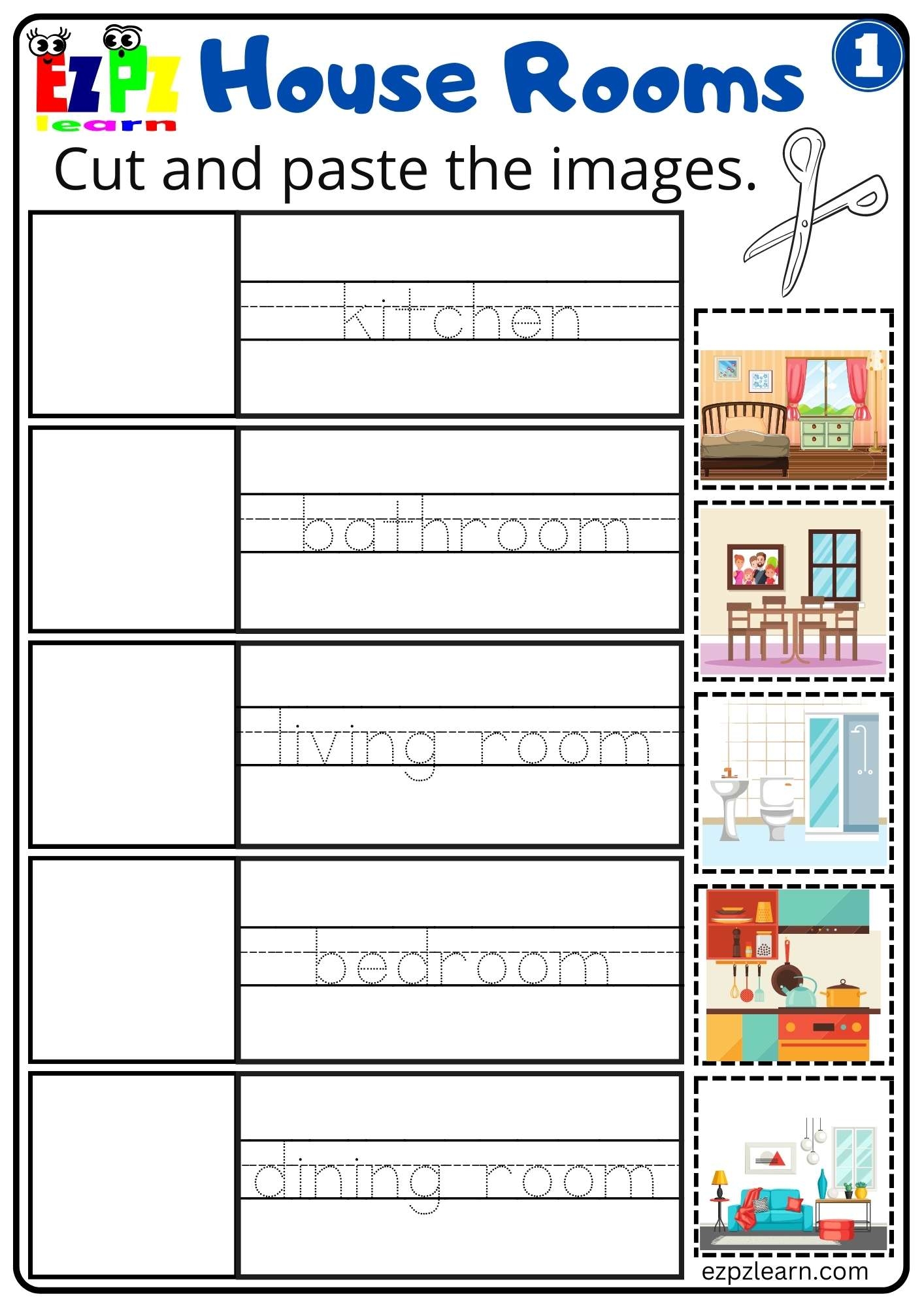 Free Printable Cut And Paste Parts Of The House Works Vrogue co