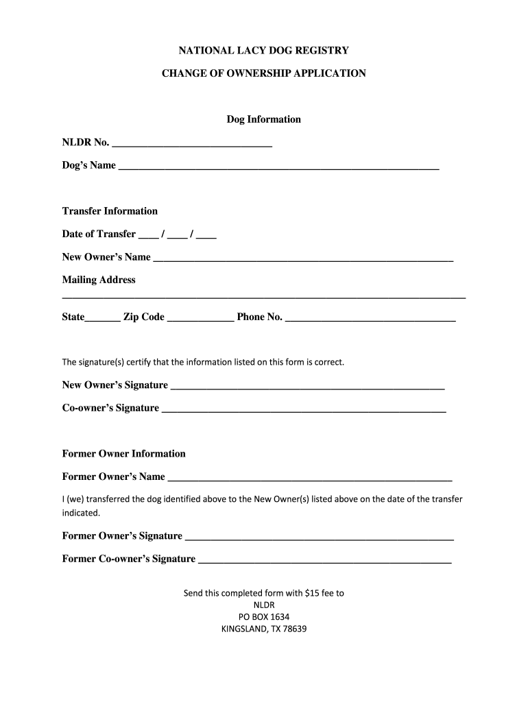 Free Printable Dog Transfer Of Ownership Form Printable Forms Free Online