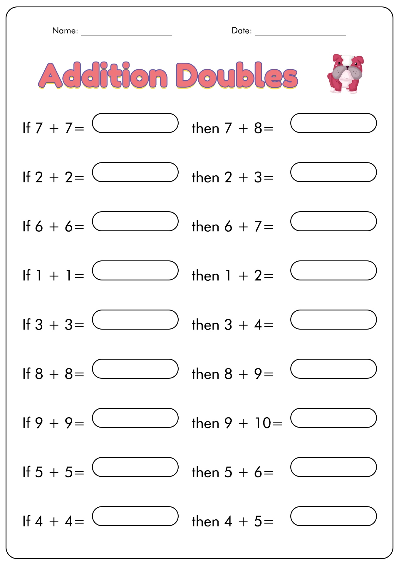 Free Printable Doubles Facts Worksheets Printable Word Searches