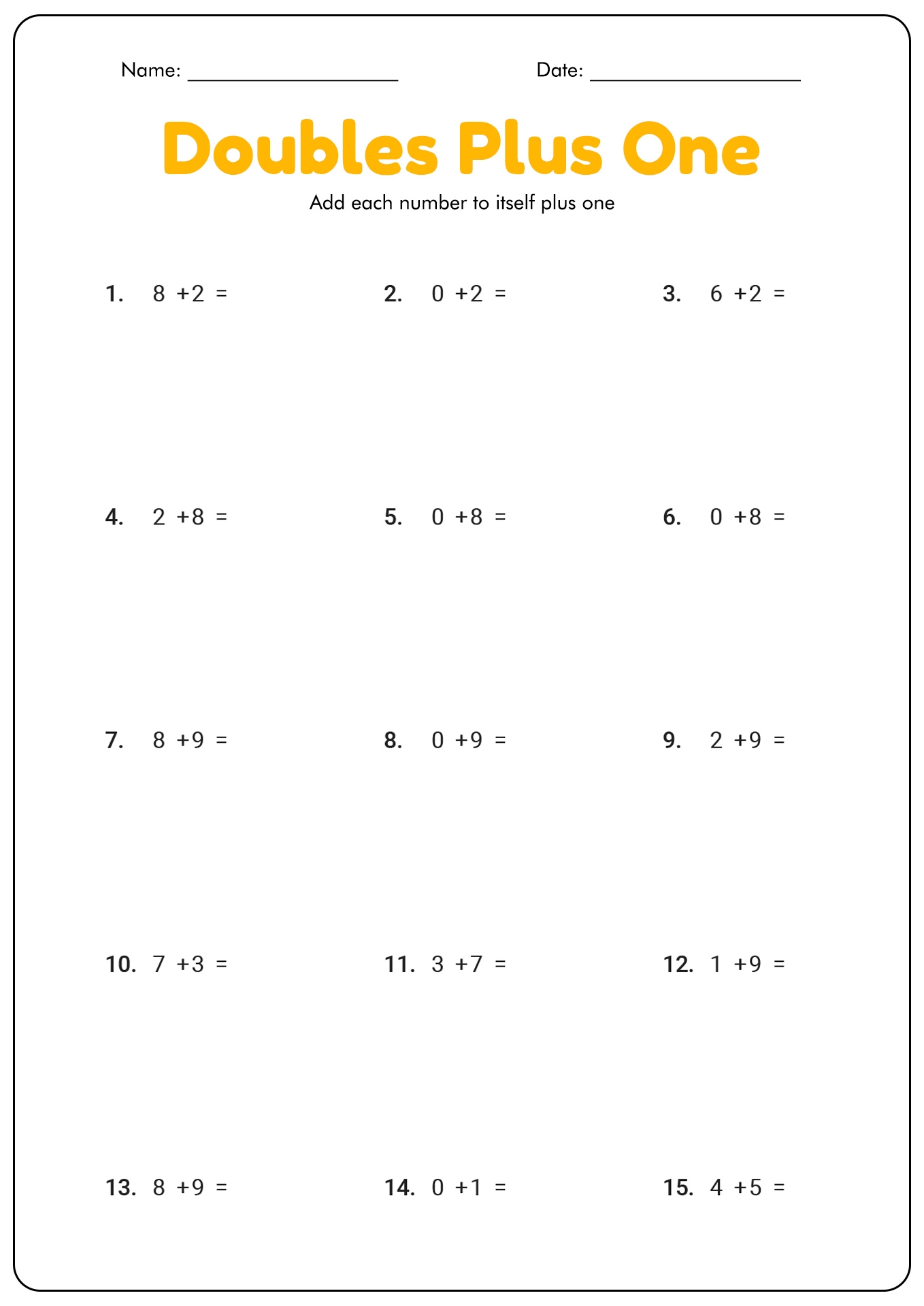Free Printable Doubles Plus One Games Logan M Krok
