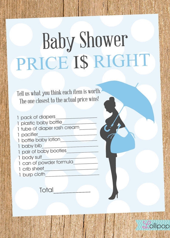 free printable downloadable price is right baby shower game
