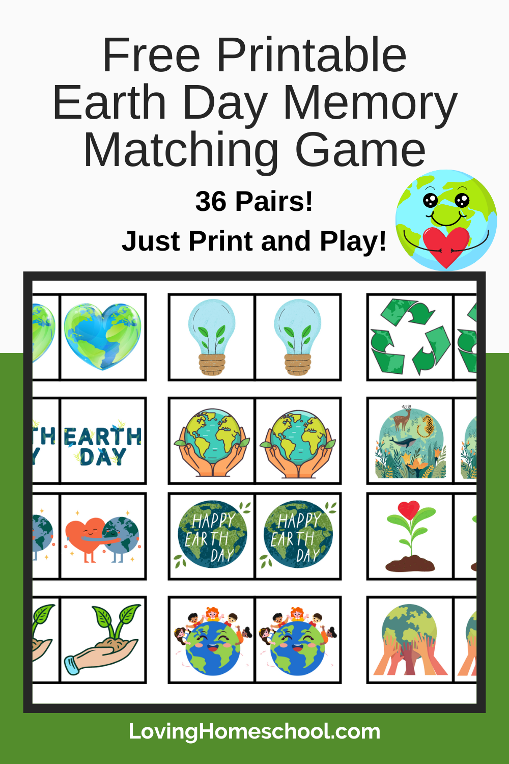 free printable earth day memory games