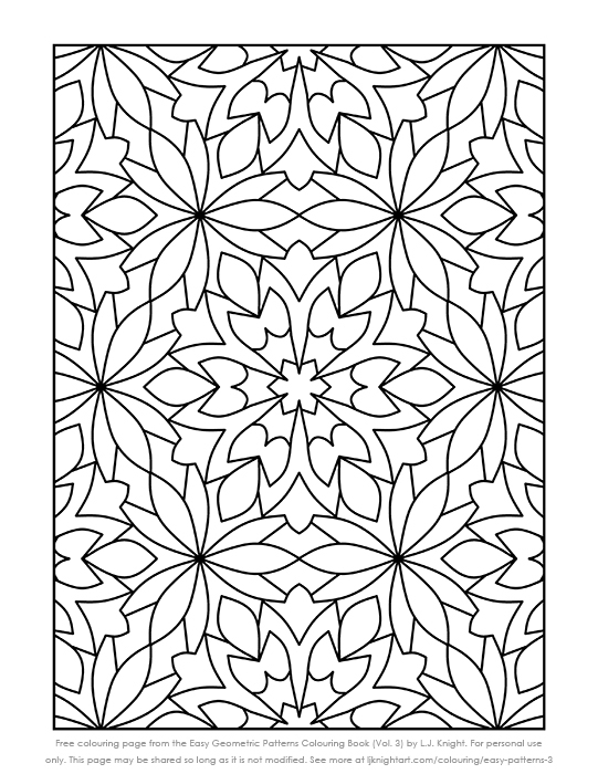 Free Printable Easy Geometric Pattern Colouring Page L J Knight Art 