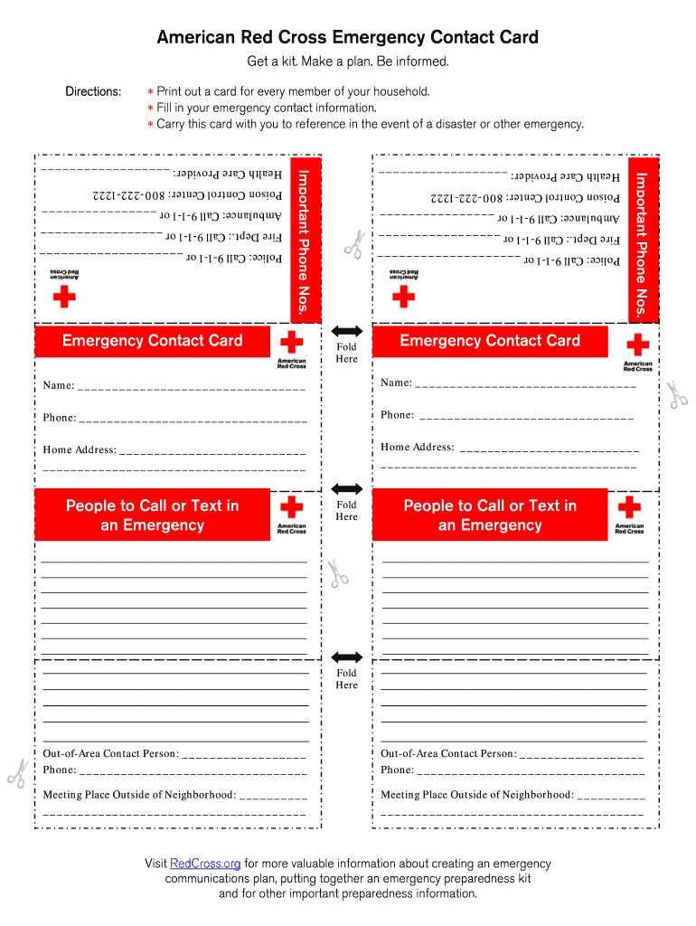 Free Printable Emergency Card Template Free Printable