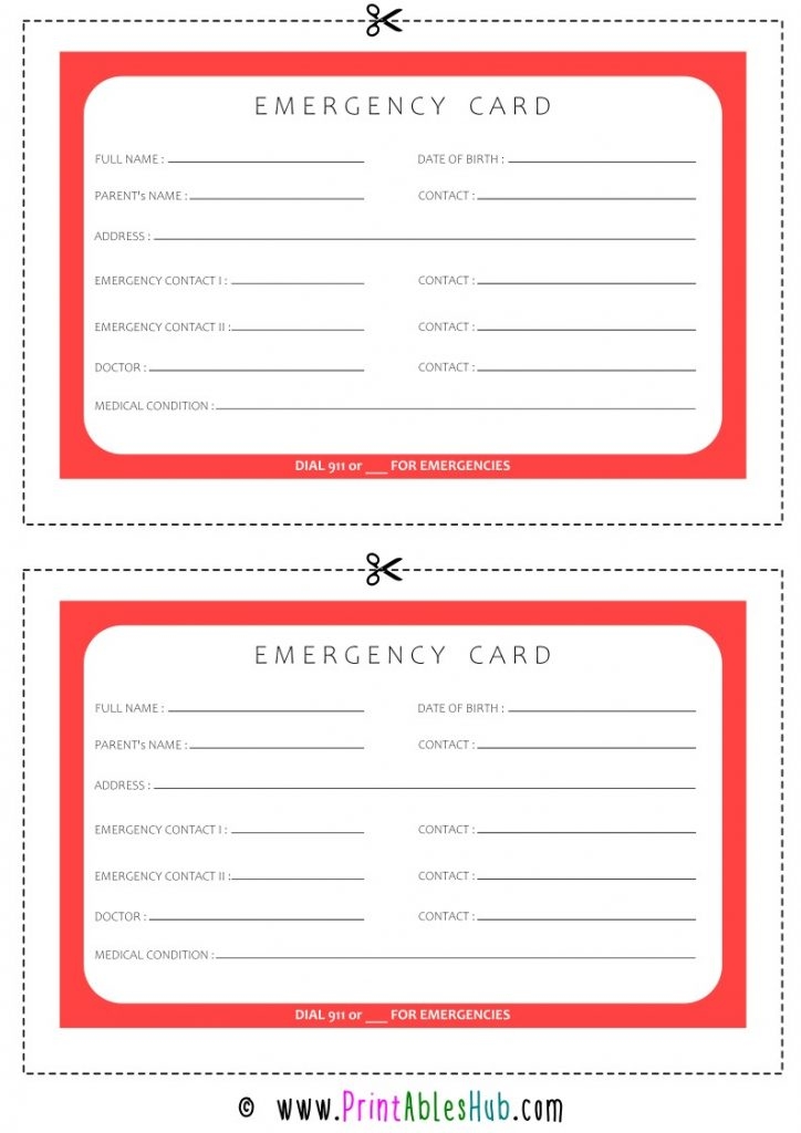 Free Printable Emergency Card Template Printable Templates