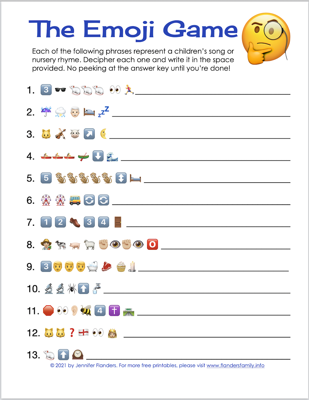 Free Printable Emoji Game