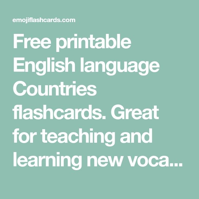 Free Printable English Language Countries Flashcards Great For 