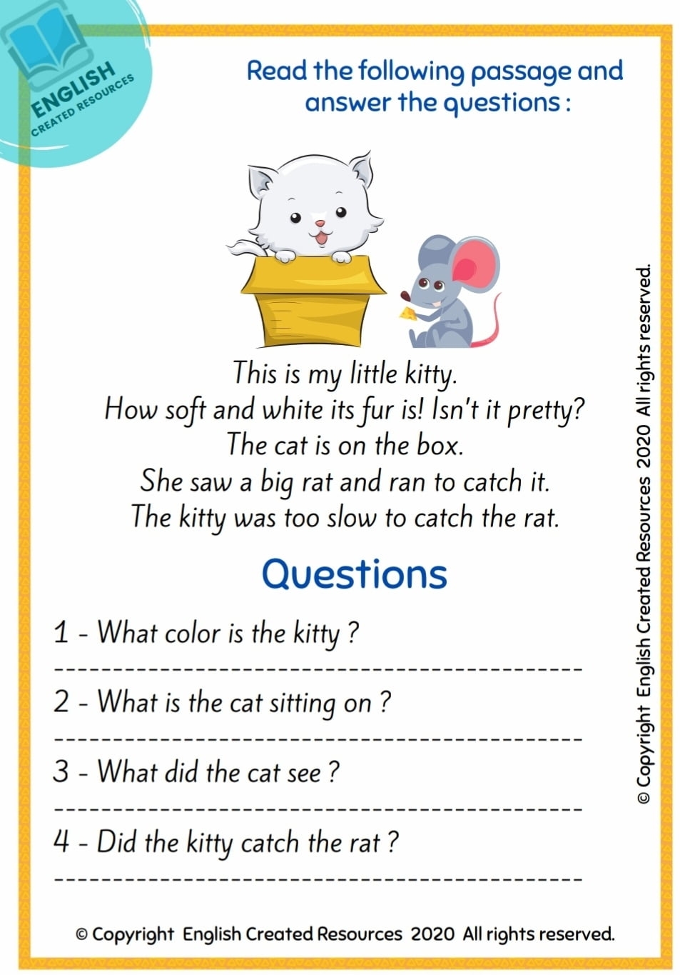 Free Printable Esl Reading Worksheets Reading Worksheet Printable