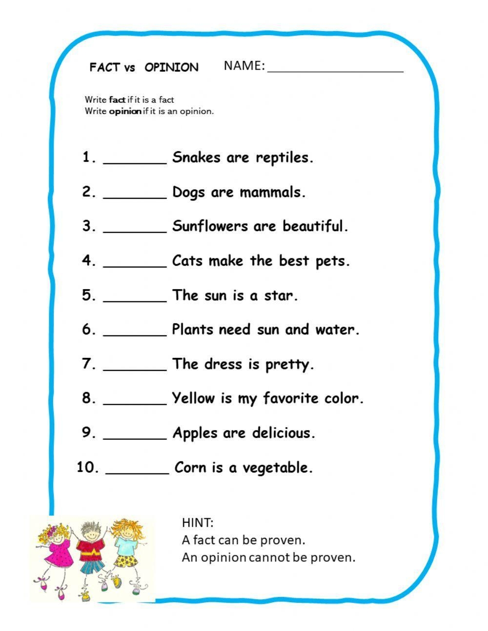 Free Printable Fact Vs Opinion Download Free Printable Fact Vs Opinion 