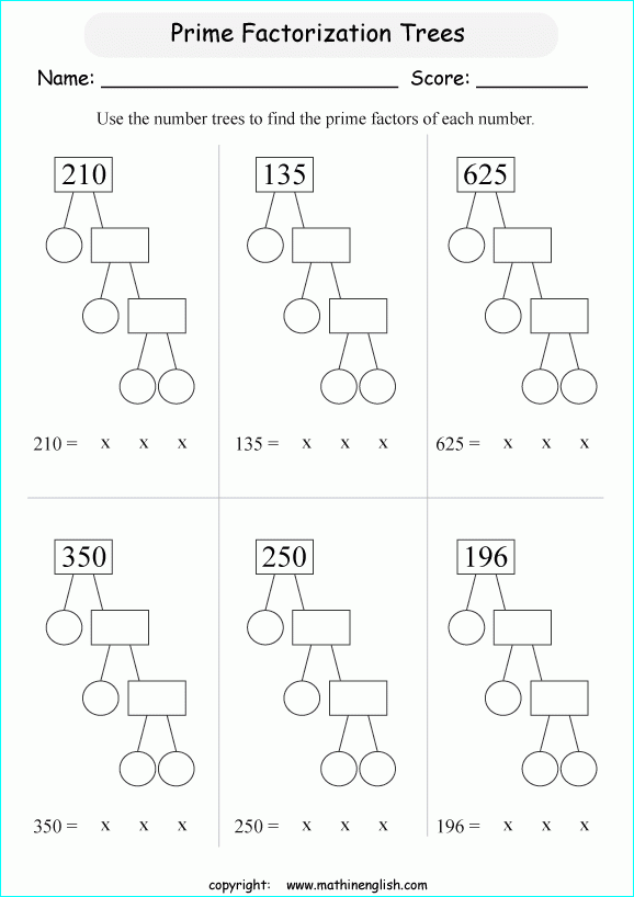 Free Printable Factor Tree Worksheets Printable Word Searches