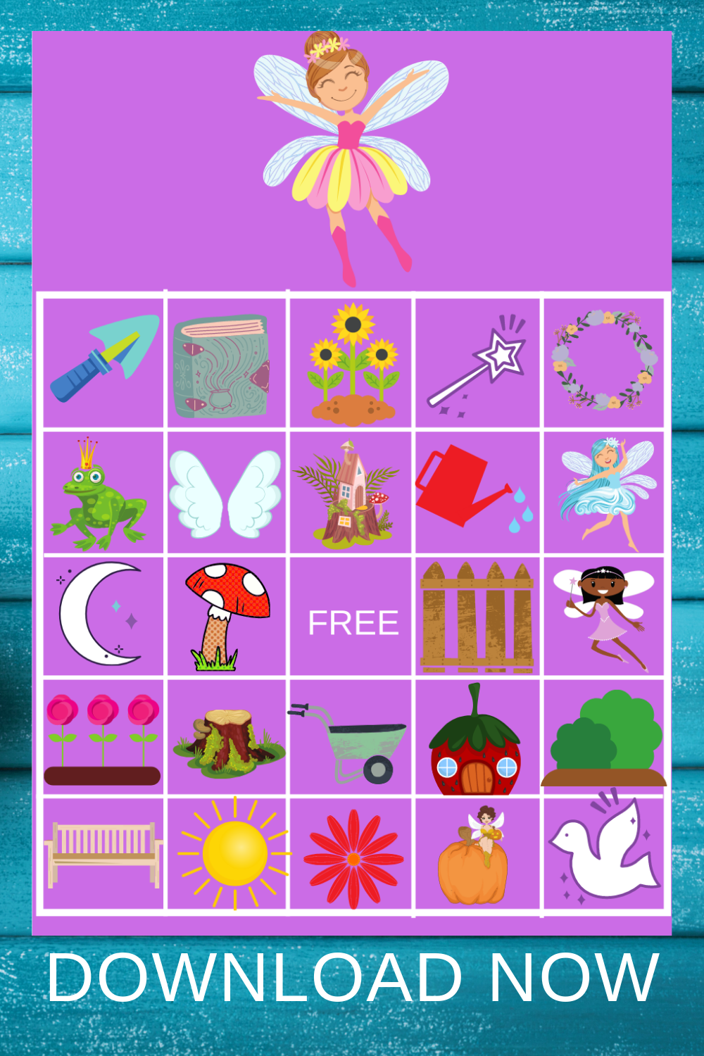 FREE Printable Fairy Garden BINGO Game Fairy Birthday Party 