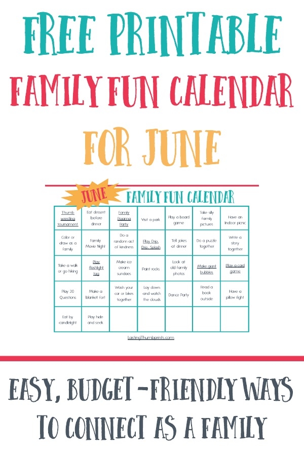 Free Printable Family Fun Calendar For June