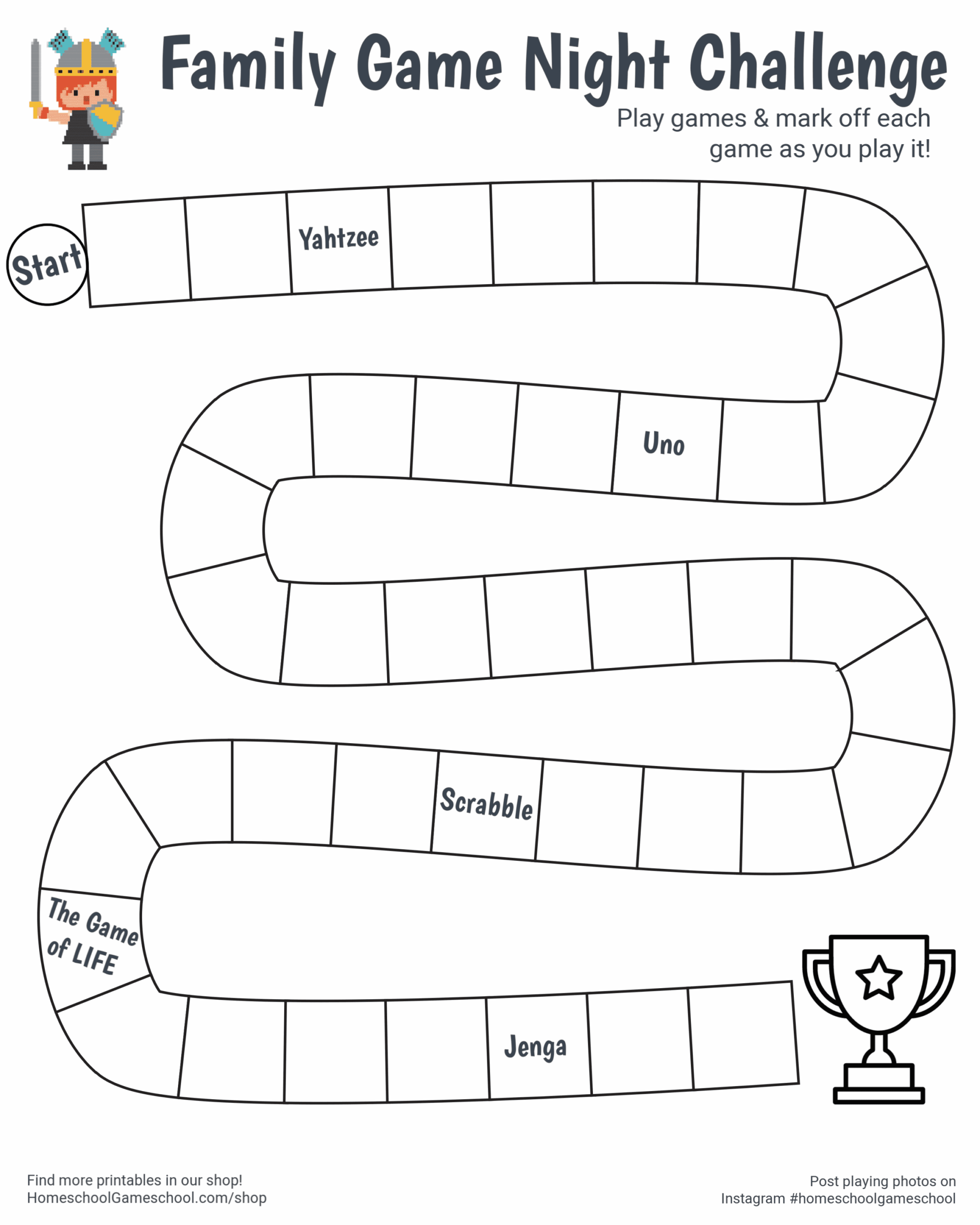 Free Printable Family Game Night Challenge Poster Family Game Night